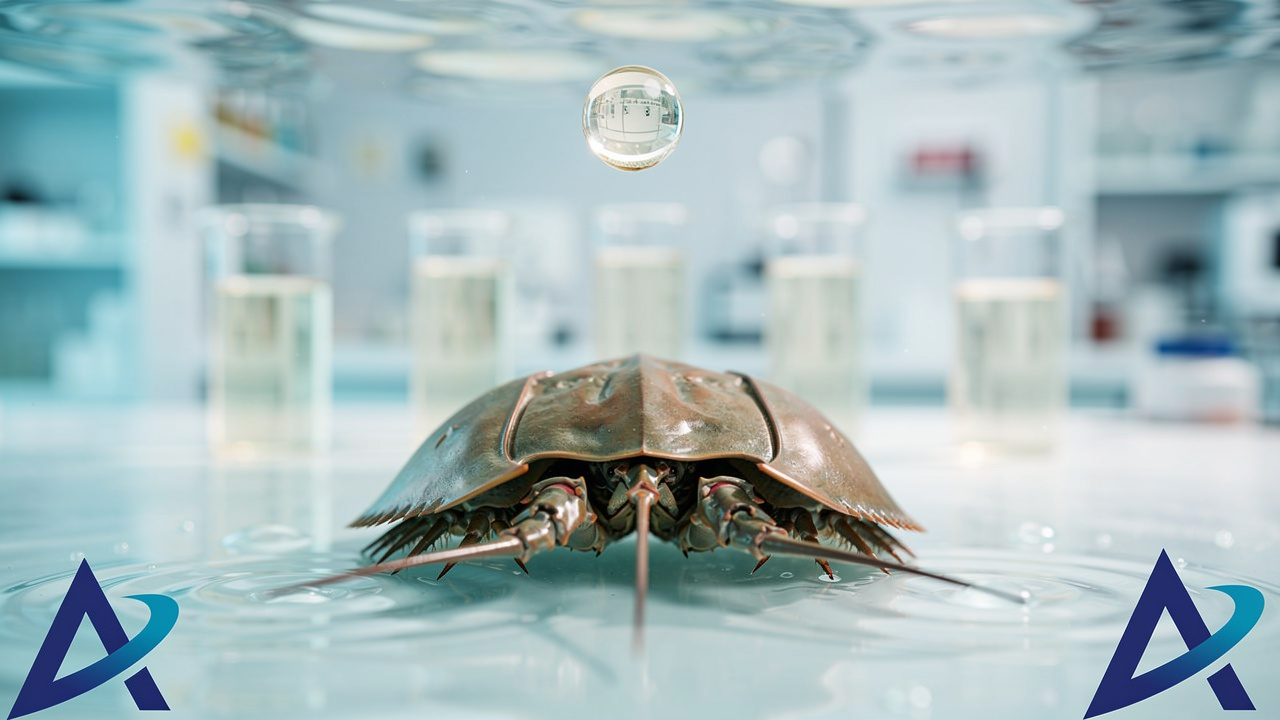 Horseshoe crab and LAL reagent vials used for endotoxin detection